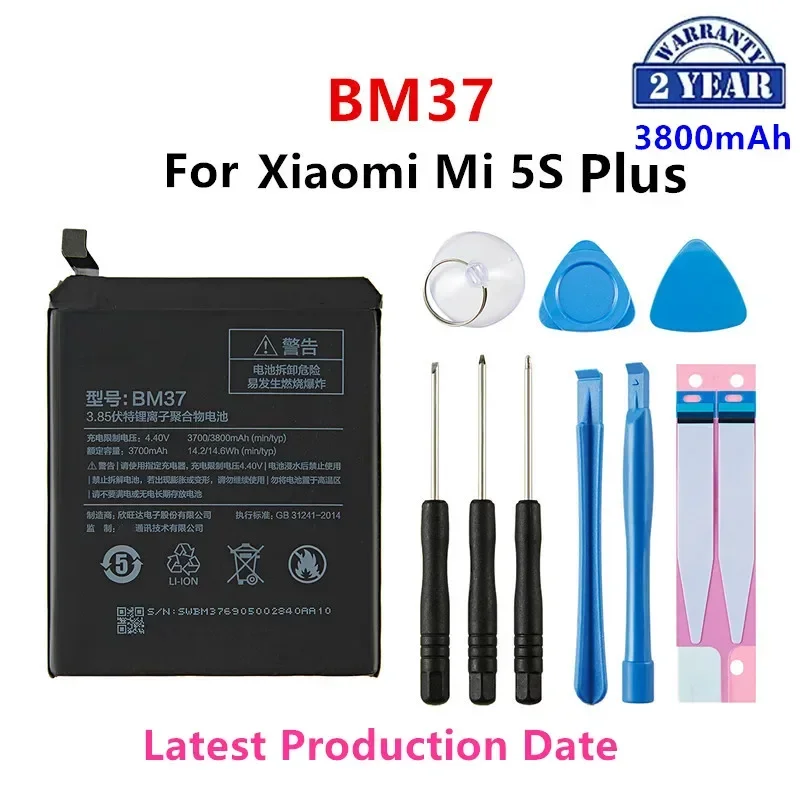 Brand New BM37 3800mAh Battery For Xiaomi Mi 5S Plus MI5S Plus BM37 High Quality Phone Replacement Batteries +Tools