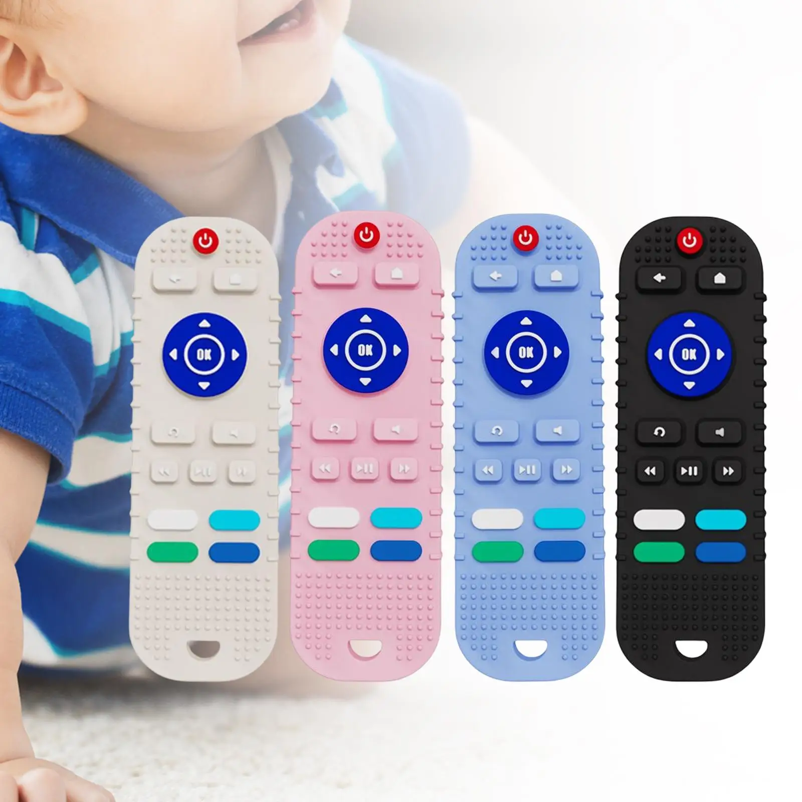 Remote Control Shape Teething Toys Early Educational Sensory Toy Chewing Toy for Babies 3-12 Months Infant Boys Toddlers Girls