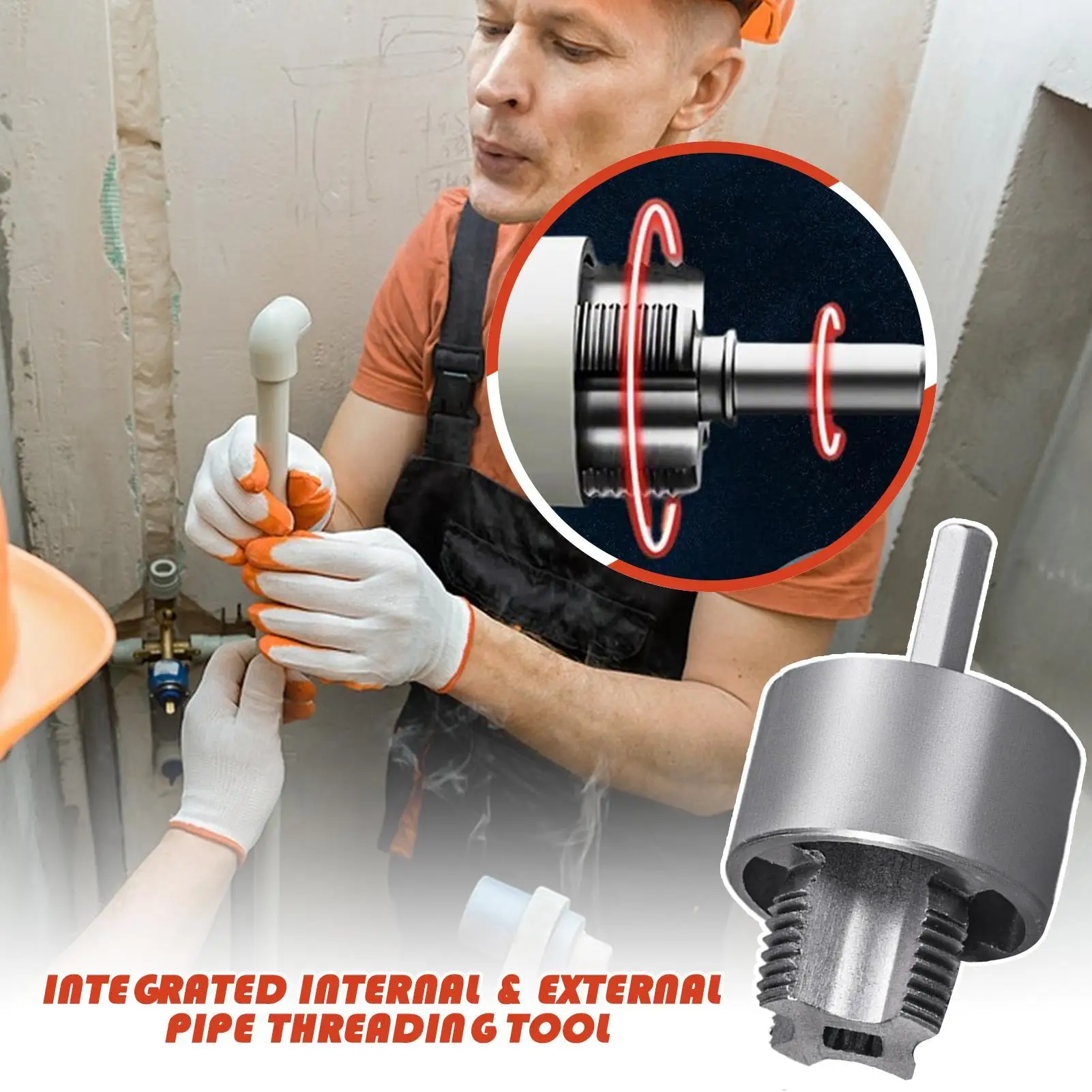 Herramienta de roscado de tubos de PVC, herramienta de corte de hilo, resistente al desgaste, cortador externo interno integrado, troqueles, grifo para fontanería al aire libre