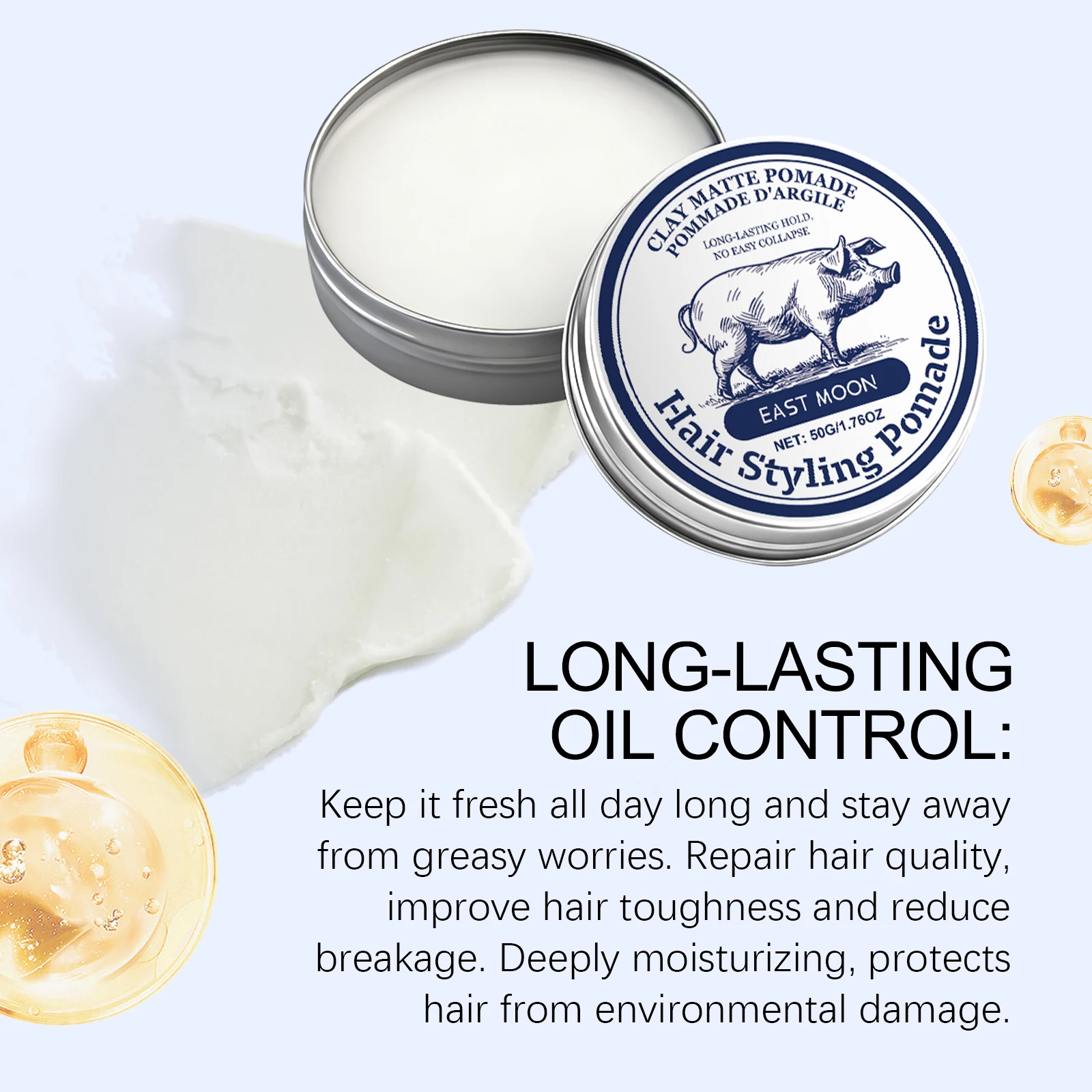 طين شعر رجالي، عقد قوي، لمسة نهائية غير لامعة، مظهر طبيعي، غير دهني، منعش، سهل الغسيل لجميع أنواع الشعر 50 جرام #4