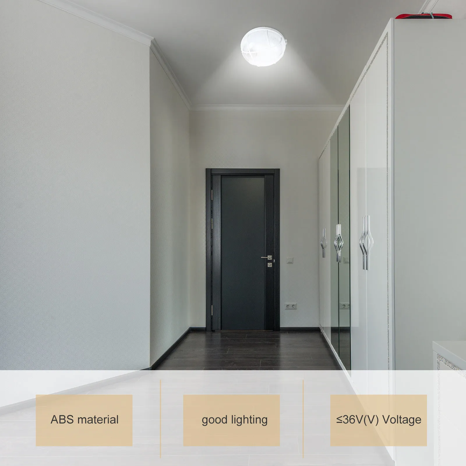 

1 шт. Водонепроницаемый потолочный светильник простого дизайна, прочный, из АБС-пластика, для внутреннего использования, для коридора, настенный рабочий светильник, потолочный светильник, лампа для освещения веранды