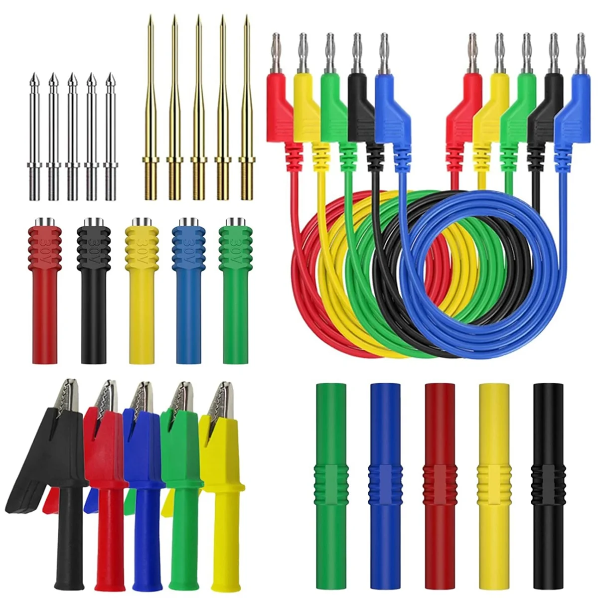 Banana Plug Silicone Test Leads Kit, 4mm Stackable Banana Plug with Threading Probe,Automotive Test Leads for Multimeter