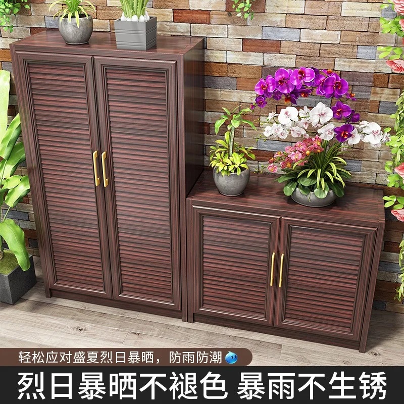 Outdoor aluminum alloy waterproof sunscreen locker courtyard garden balcony sundries large capacity deepening storage locker