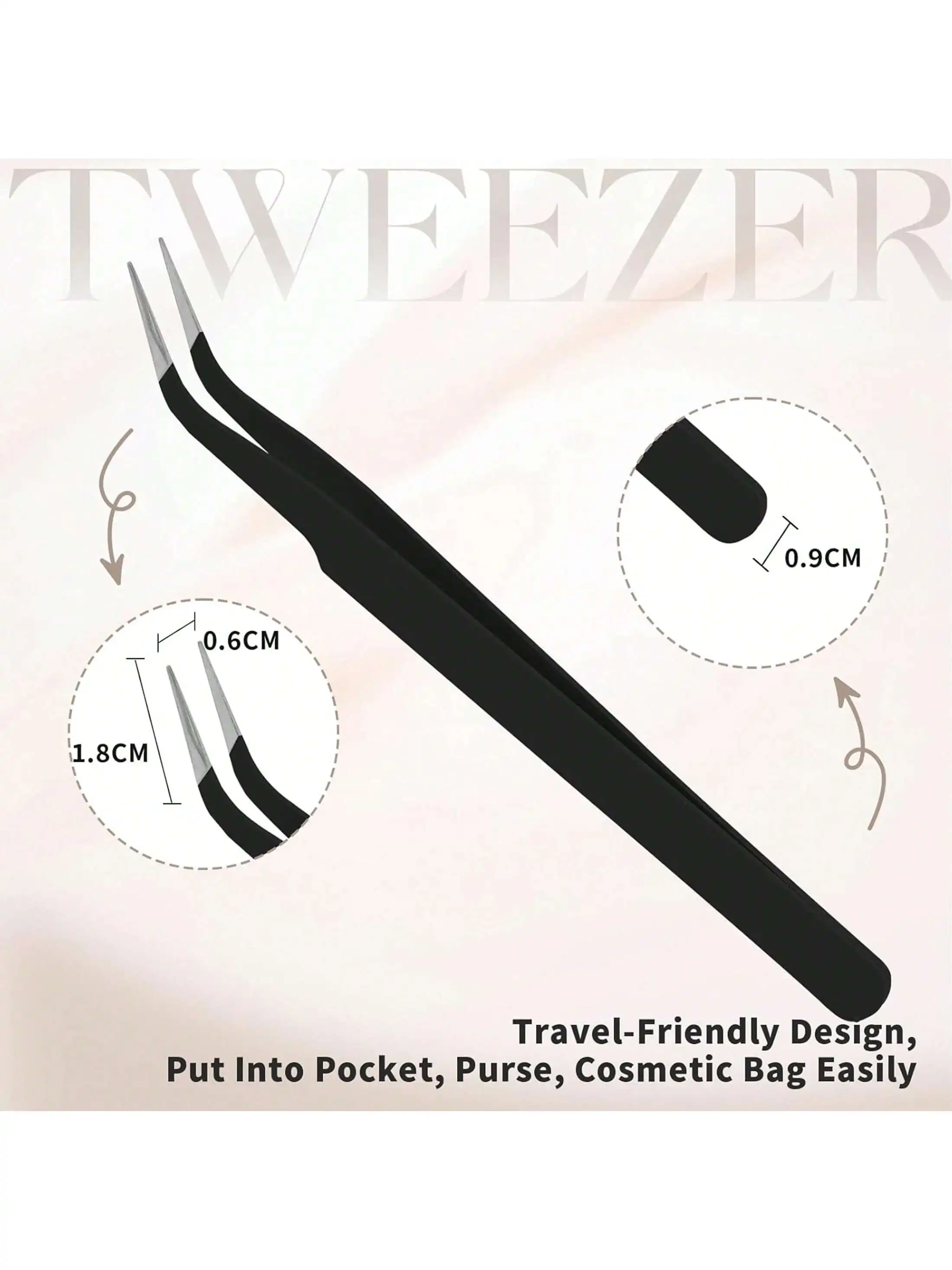 Pinzas de punta fina, acero inoxidable puntiagudo de precisión profesional, pinzas de férula de nariz de aguja curvada antiestática, 1 ud.