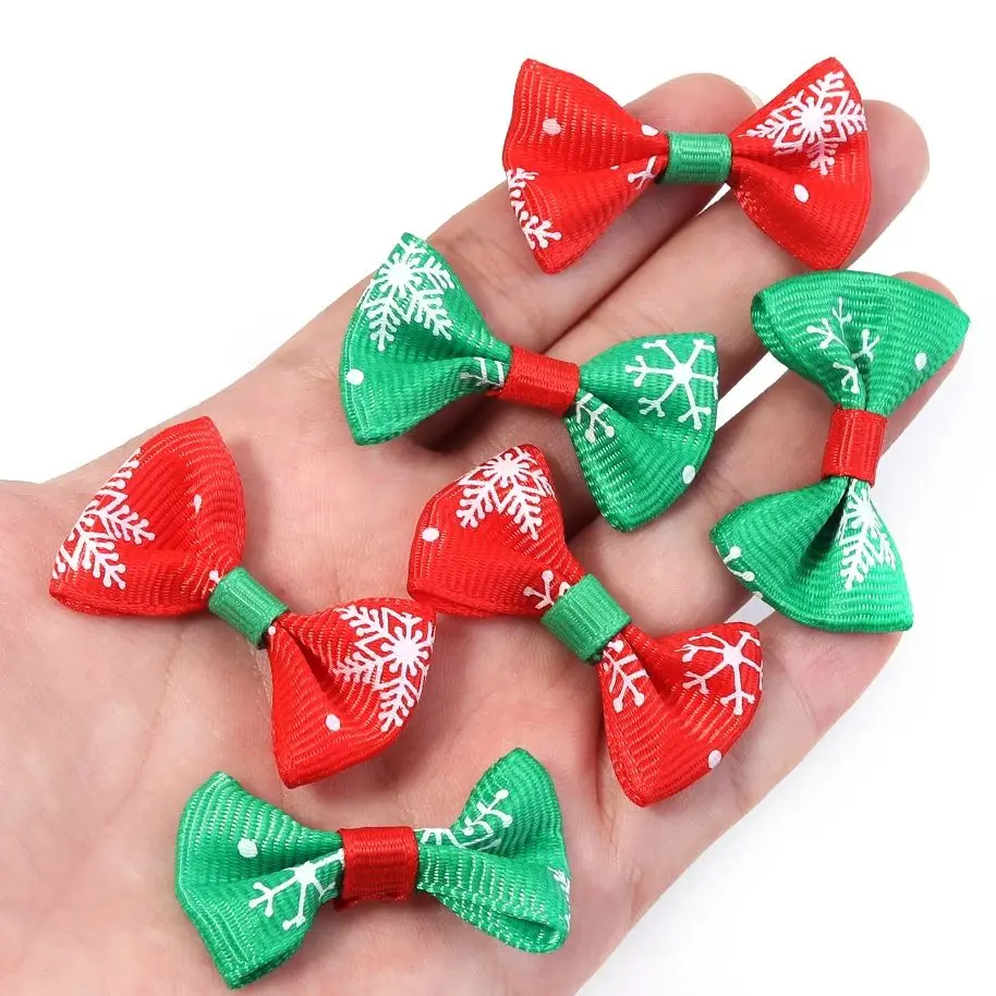 

30pcs 2.5x4cm Christmas Satin Ribbon Bows Handmade DIY Gift Wrapping Party Decoration Merry Christmas Hair Accessories Wholesale