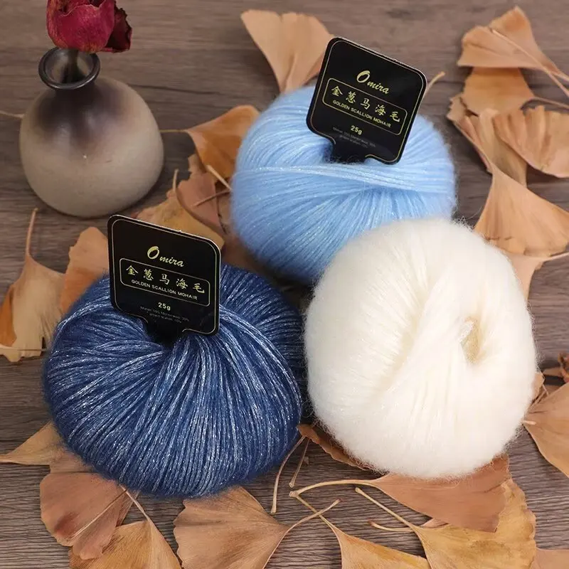 1Pc 25g Metallic Mohair Yarn For Hand Knitting Acrylic Crochet Yarn lana wool Knit line sweater scarf hat Crocheting Threads