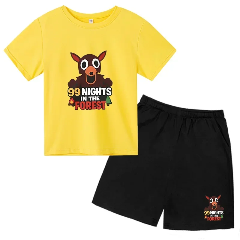 

Kids Cartoon T-Shirts 99 Night In The Forest Print Boys Casual Short Sleeve Tops Children Daily Wear Tees