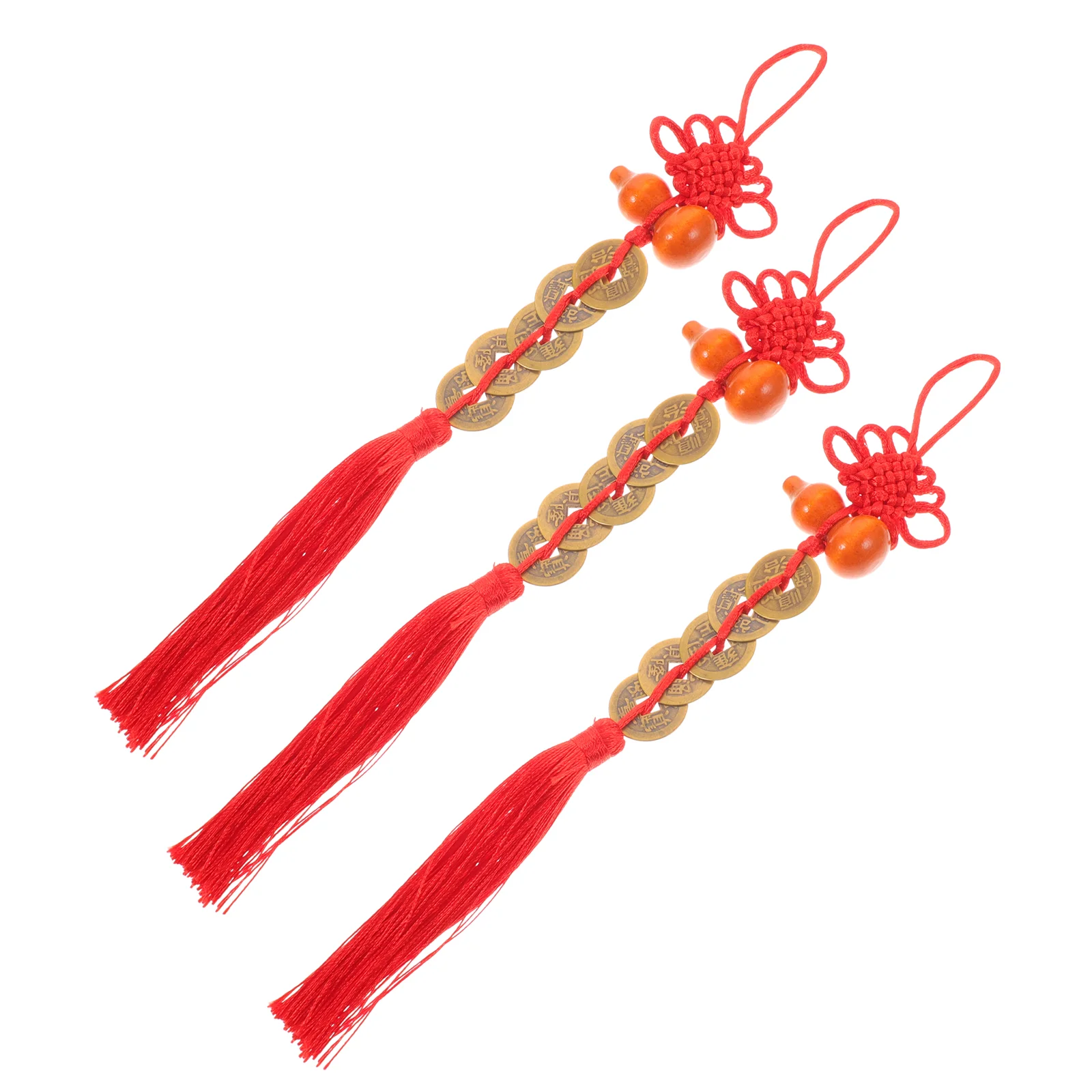 3 Pcs Chinese Knot Pendant Vibrant Future Decoration Front Door New Year Decorations Wooden Gourd