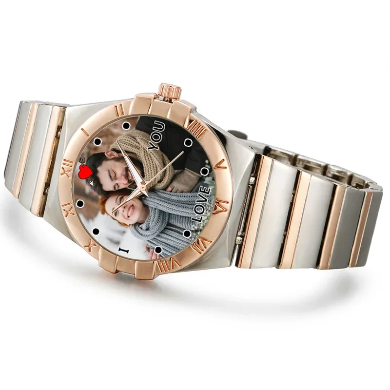 Relógio criativo feminino com foto personalizada, imprime suas próprias fotos no rosto do relógio, relógio de personalidade diy com imagem, presente para meninas