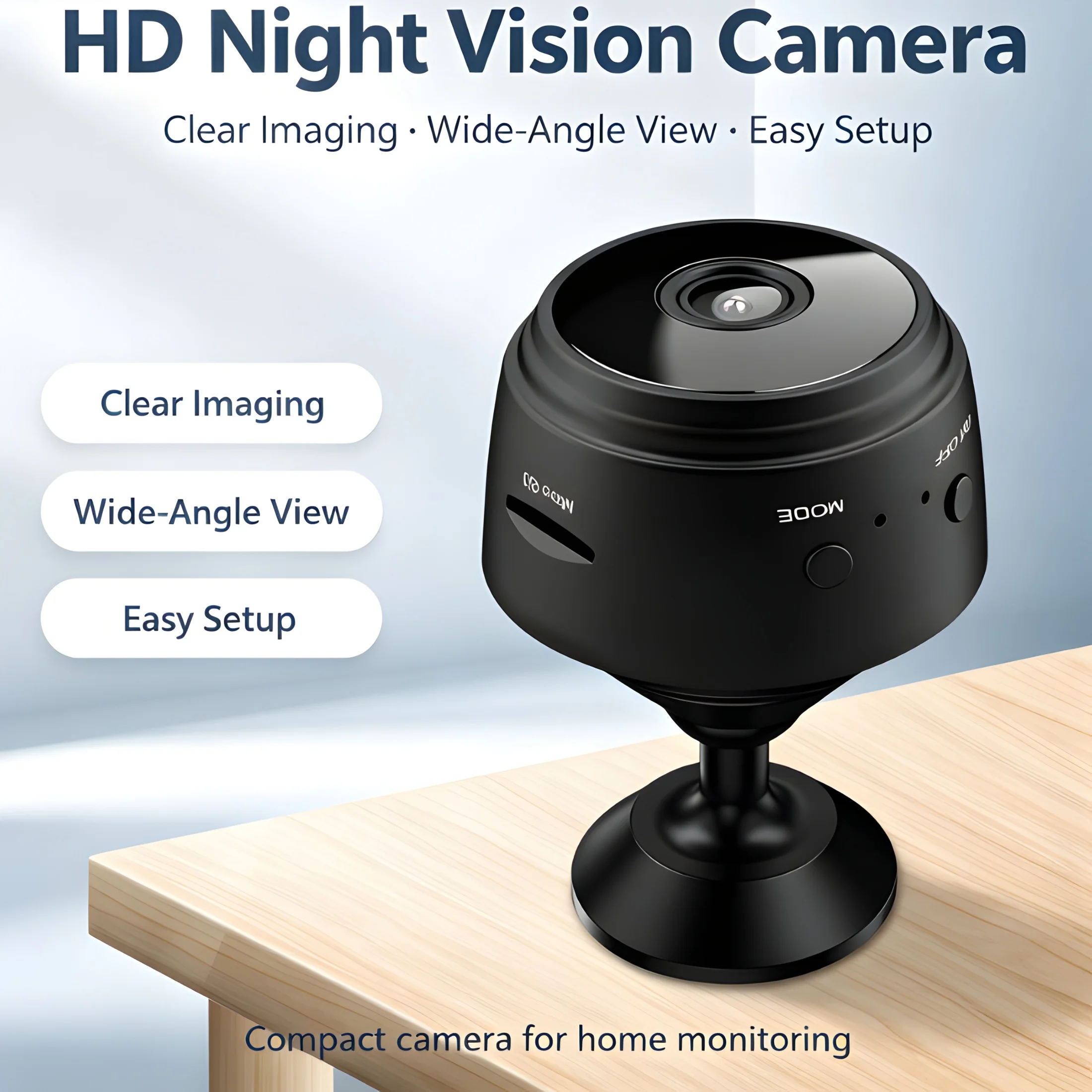 HD Mini WiFi Camera Indoor Security Cam with 150° Wide Angle Night Vision Motion Detection 2.4G WiFi Remote Monitor Magnetic Bas