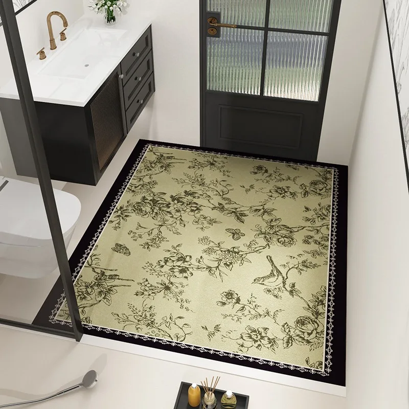 

Bathroom Floor Mats Water-absorbent Non-slip Dirt-resistant Toilet Rug Diatom Mud Large Size Foot Mats American Flower Carpet