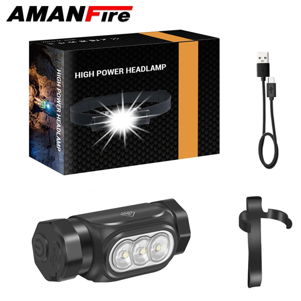 

Amanfire HP130 Headlight 1150LM Range 100M Headlamp 8-speed Infinite Dimming Mode memory Function as Flashlight Pen light