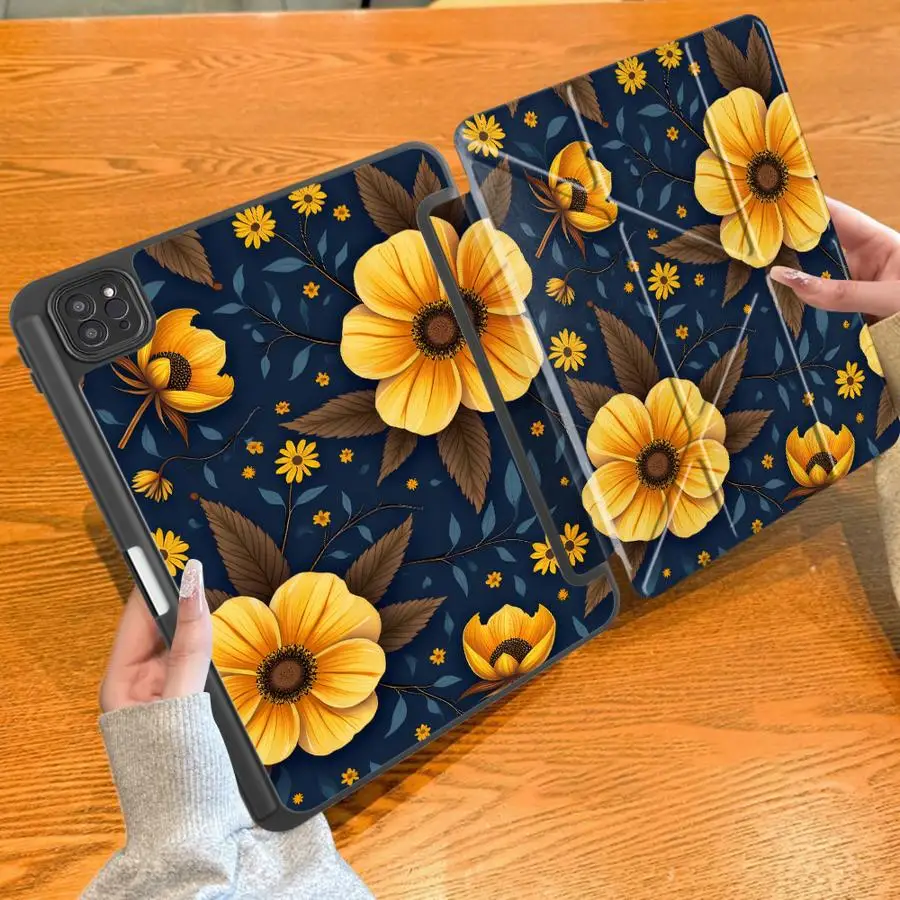 

Tablet Case For iPad Pro 11th 10th 9th 8th 7th 12.9inch Air 4 5 M3 M2 1 2 M4 11inch Pro 2025 Mini 6 7 Holder Cover Yellow