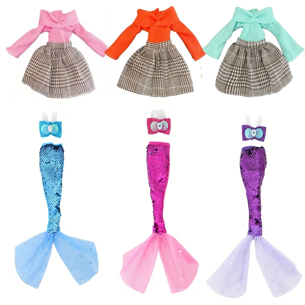 3pcs Handmade 1/6 Princess Sweate Dress Fashion Doll Clothes Shell Mermaid Dresses for 11.81inch Doll Accessories Gift