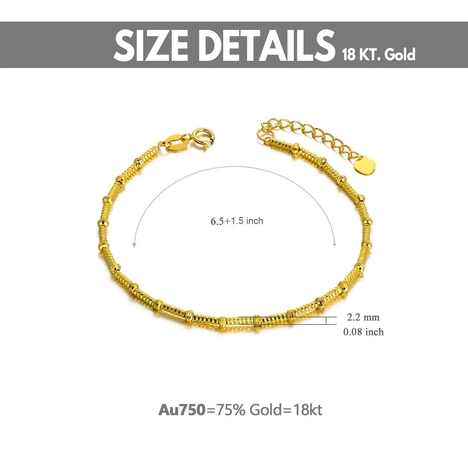 YFN Solid 18K Gold Bracelets for Women Real Gold Adjustable Italian Chain Bracelets Anniversary Christmas Jewelry Gifts