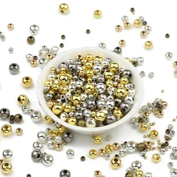 Gold Silver Plated Metal Beads Round 2/3/4/5/6/8MM Iron Loose Spacer Beads For Jewelry Making Bracelets Necklace DIY Accessories