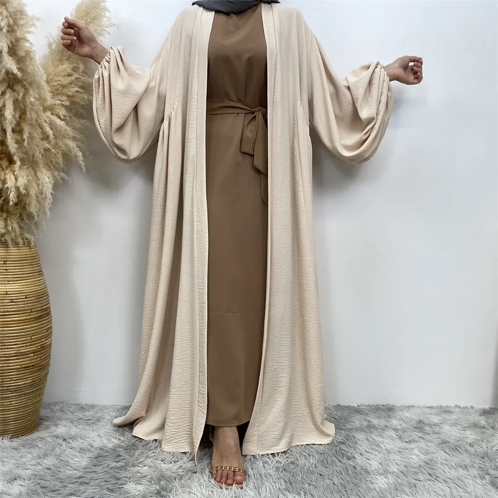 Polsini elastici Tasca con volant centrale Donna Musulmana Medio Oriente Dubai Cardigan Abito Abaya ampio