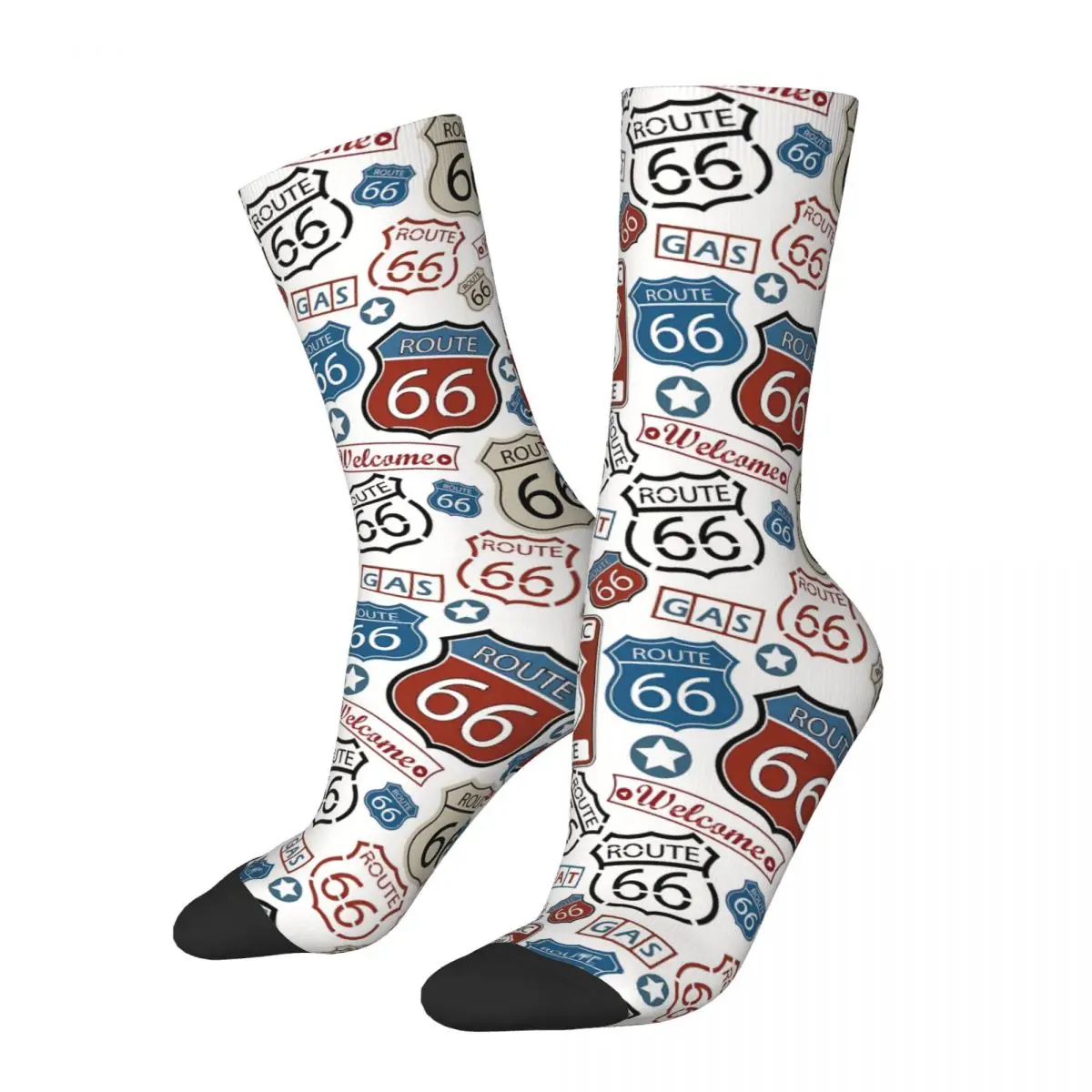 U S Route 66 Road Trip Travel Stamps Men Women Socks Cycling Novelty Spring Summer Autumn Winter Stockings Gift