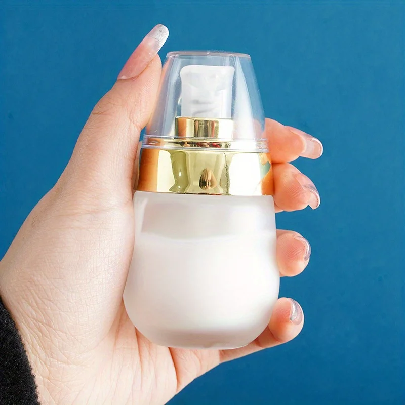 Flacone in vetro smerigliato sottovuoto riutilizzabile da 30ml da 1oz per trucco, crema per il viso, lozione e unguenti-adatto ai viaggi con pompa e Ca