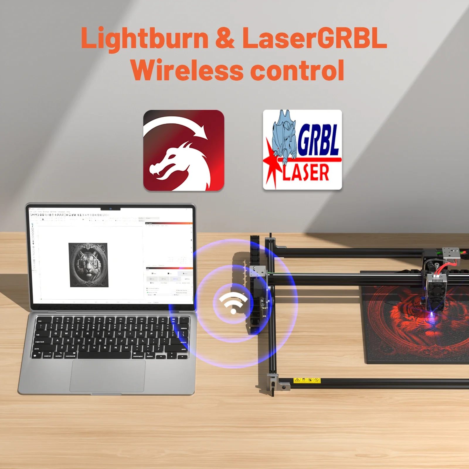 Imagem -04 - Neje Max v2 E40 E80 Máquina de Corte e Gravação a Laser Ferramenta para Trabalhar Madeira Máquina de Negócios Assistência de ar Roteador Cnc Gravador a Laser