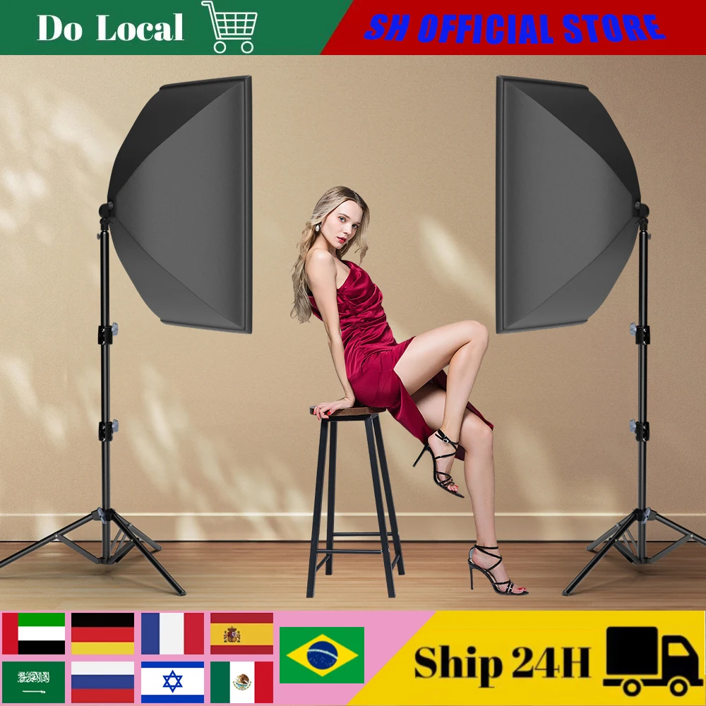 

Photography 50x70CM Softbox Lighting Kits Professional Light System With E27 Photographic Bulbs Photo Studio Equipment