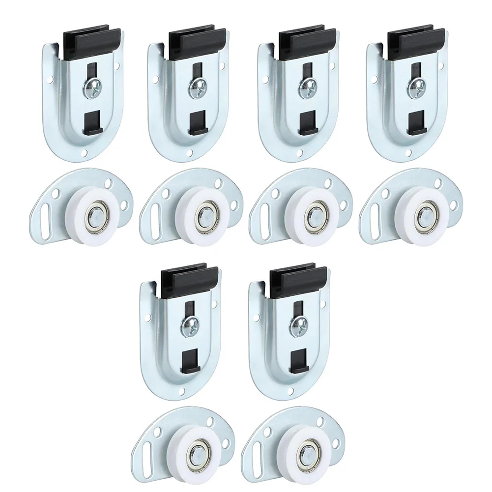 Ball Bearing Sliding Door Wheels 6 Sets for Top Hung Bypass Doors Compatible with 5/8 inch to 1 3/8 inch Panels
