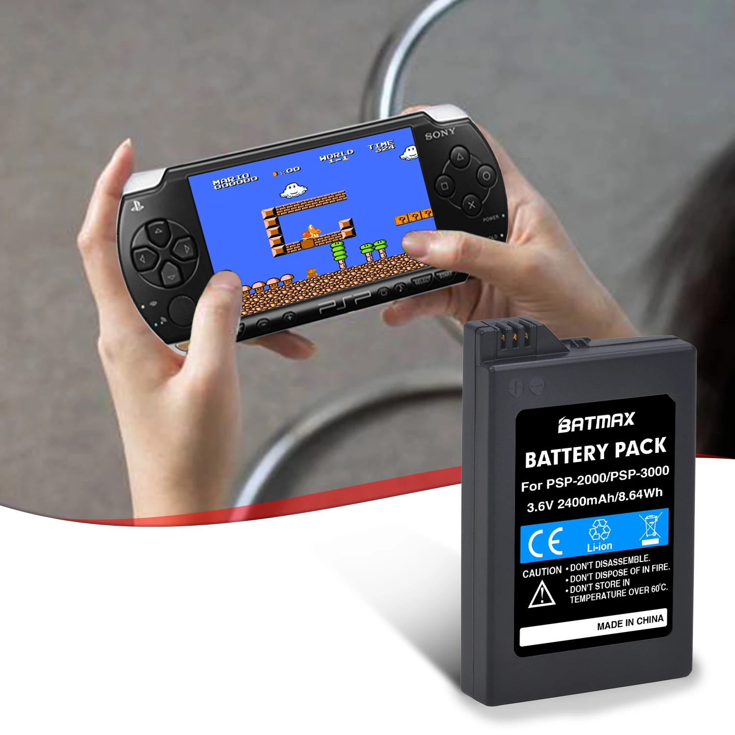 2400MaH PSP-S110 PSP 2000 배터리 및 LED 충전기, Sony PSP2000 PSP3000 PSP Lite, PSP Silm PlayStation 휴대용 게임패드