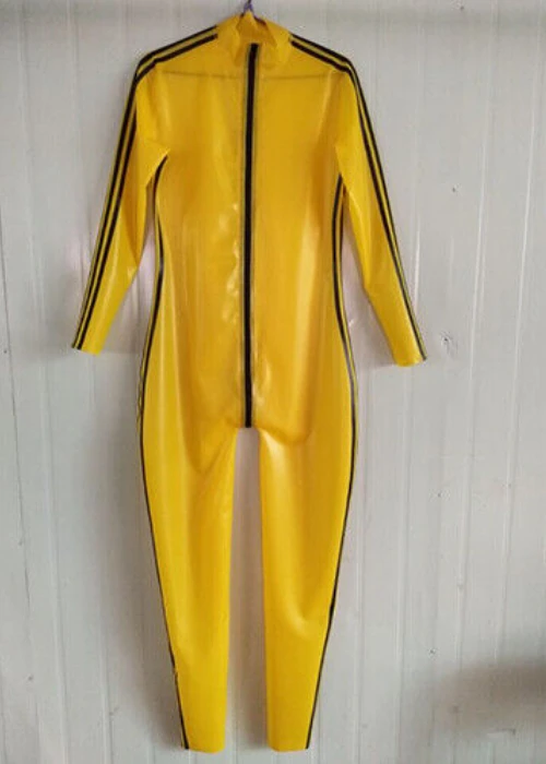 

Latex gummi rubber jumpsuit catsuit overall ganzanzug beiläufig sport bodysuit