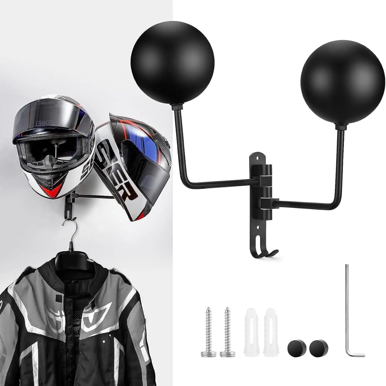 

Держатель для шлема «два в одном» - Montaje Pared 180° ° Giratorio con 2, органайзер Abrigos/Sombreros, Ahorro Espacio Garage