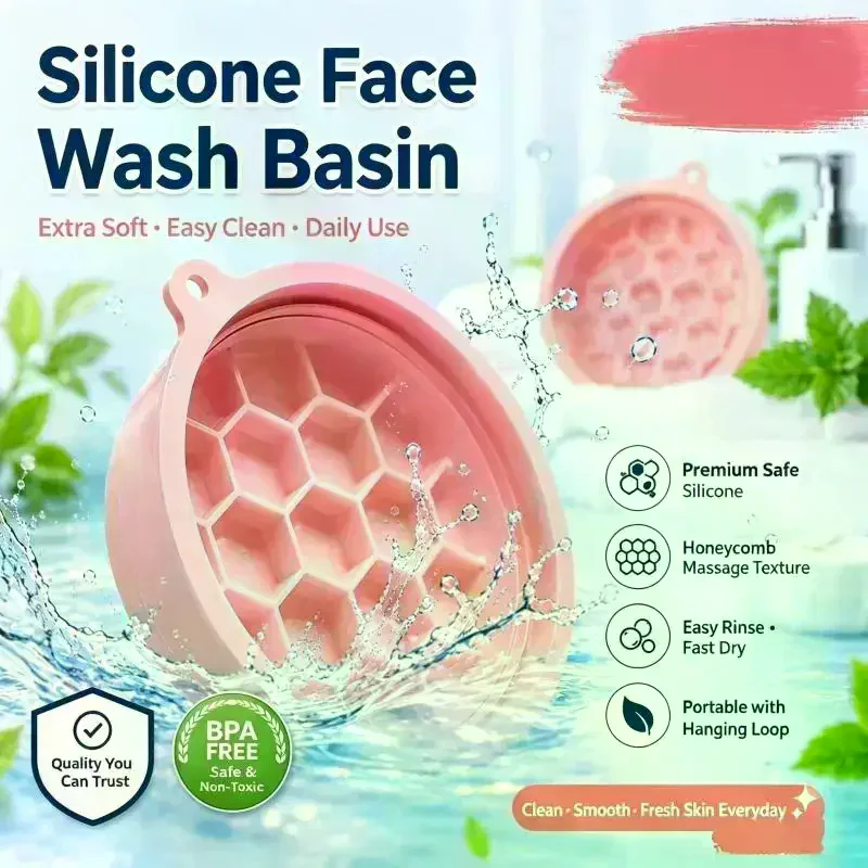Silicone Foldable Face Ice Bowl With Built-In Ice Tray Facials Plunge Washbasin For Shrinking Pores Portable Home Skin Care