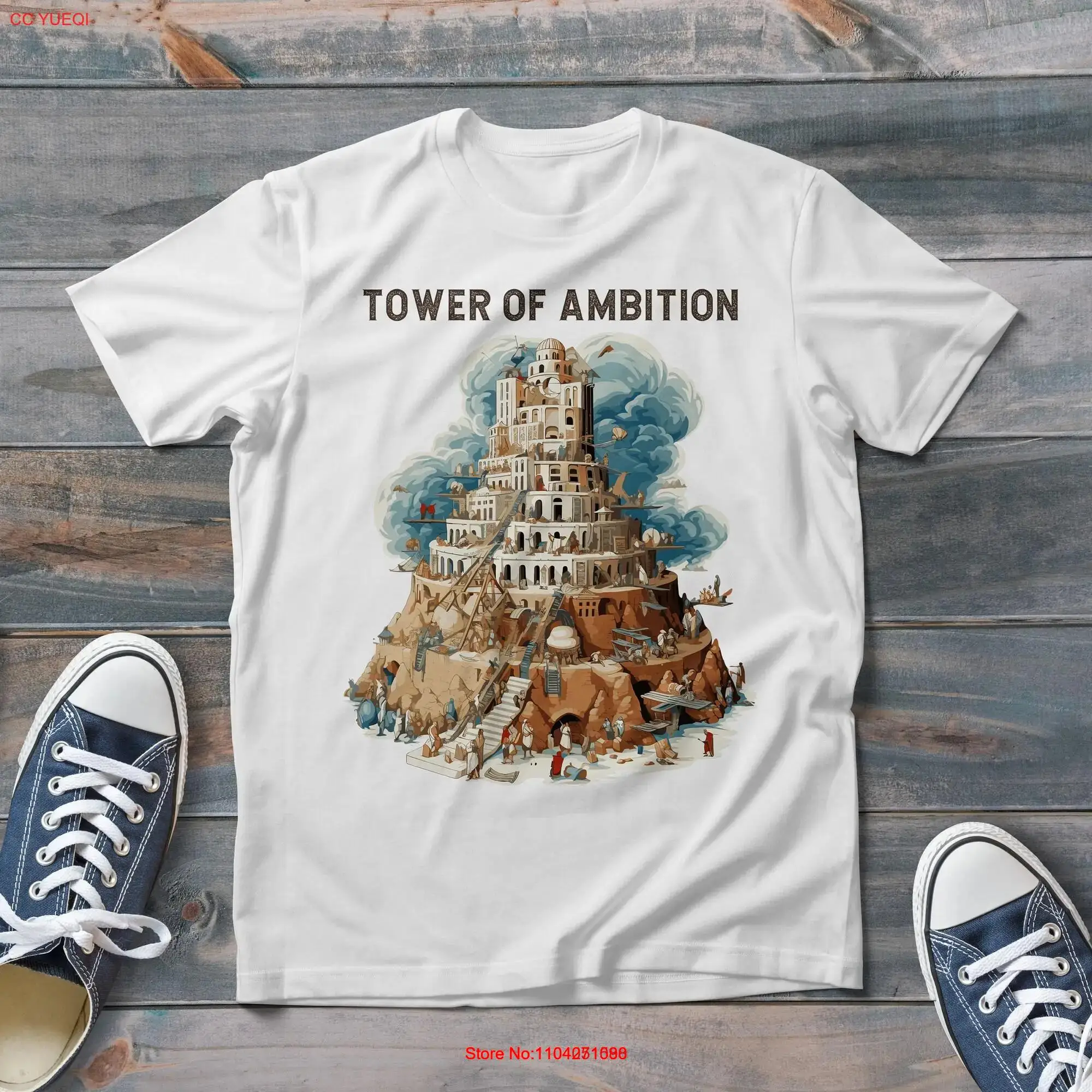 Tower Of Babel Ambition Cotton T Shirt Vintage Christian Trendy Style long or short sleeves