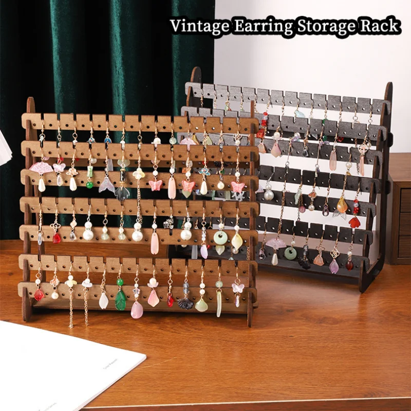 Expositor de Pendientes, Organizador de Joyas de Madera de Gran Capacidad, Estante de Almacenamiento de Joyas para Cómoda, Tocador, Tienda o Venta