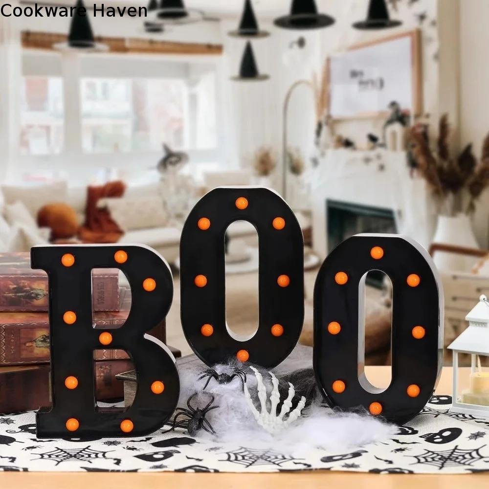 BOO LED Letter Lights Unique Funny Halloween Decoration Light Durable Creative Letters Sign Night Lights Bar Home Decor