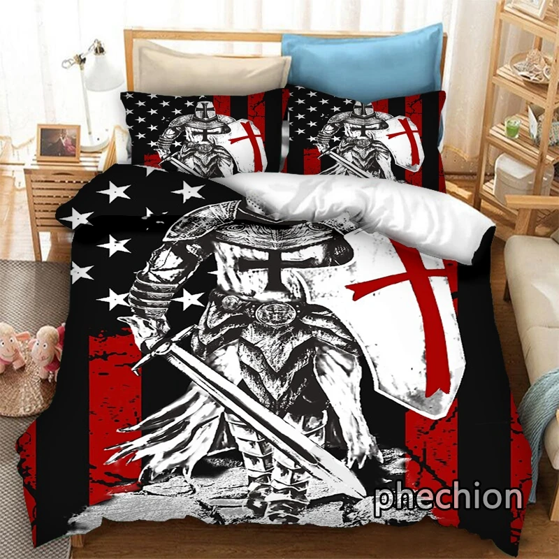 phechion Knights Templar 3D Print Bedding Set Duvet Covers Pillowcases One Piece Comforter Bedding Sets Bedclothes Bed K332