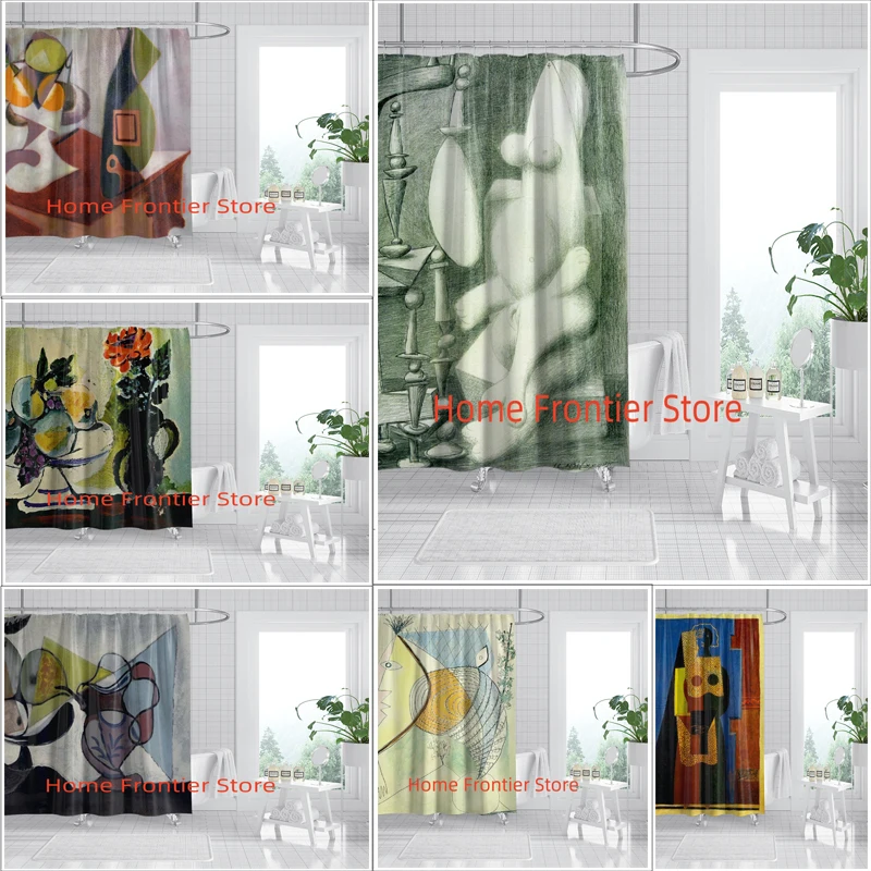 

Creative Abstract Shower Curtain Modern Polyester Fabric Home Bathroom Curtains Decor with Hooks