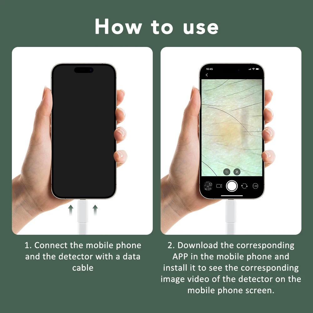 Multifunctional Scalp Skin Hair Follicle Detector HD Visual Skin Analyzer Machine Magnifier Dermatoscope Phone Tablet Connection