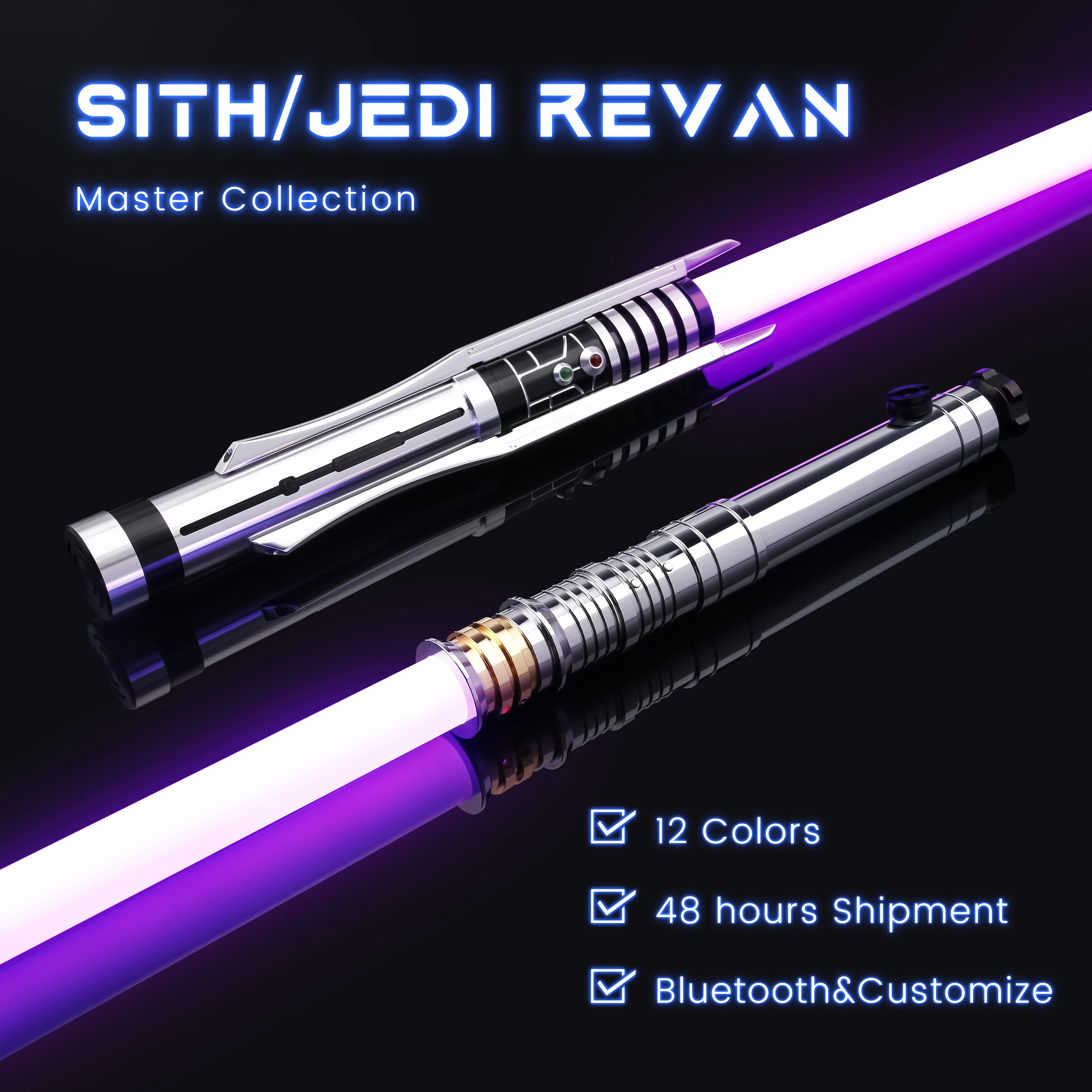 Txqsaber rvs rvj jedi revan sabre de luz metal punho duelo pesado rgb espada laser 12 cores mudança 27 conjuntos fontes sonoras força foc