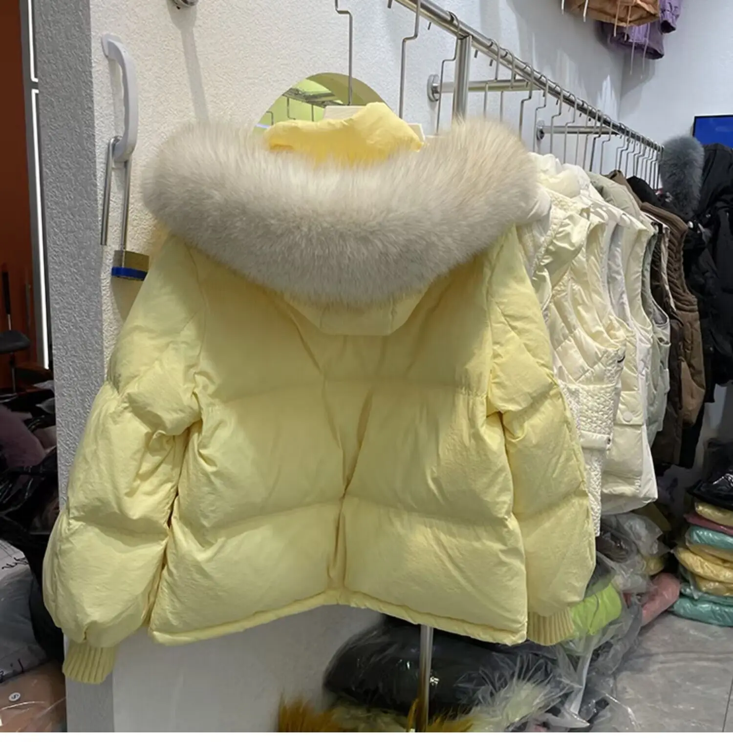 Imagem -06 - Cabolsa Coreano com Colarinho de Pele Grande para Mulheres Puffer de Algodão Parka com Capuz Jaqueta Solta Inverno Novo 2023