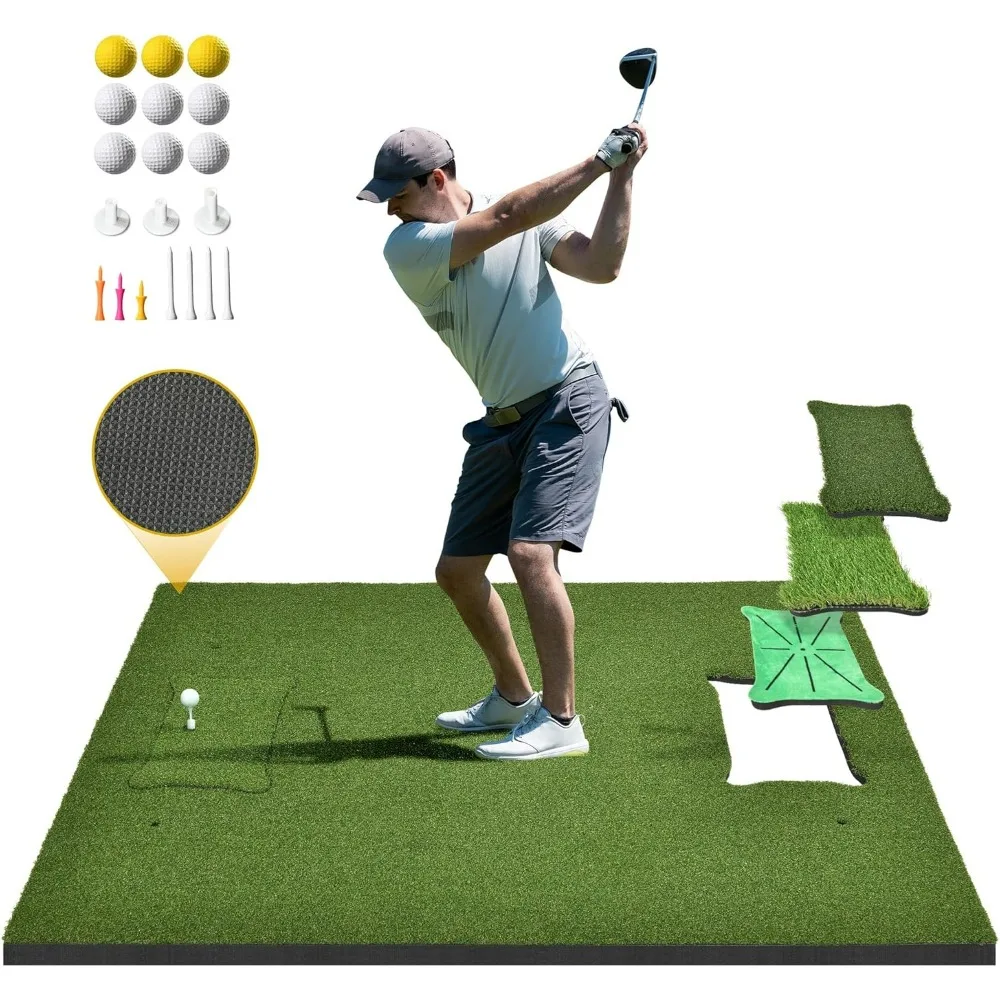 

5×4ft PRO 31MM Golf Hitting Mat, Golf Mat with 4 Interchangeable Inserts, Artificial Turf Golf Practice Mats, Anti-Slip Bottom.