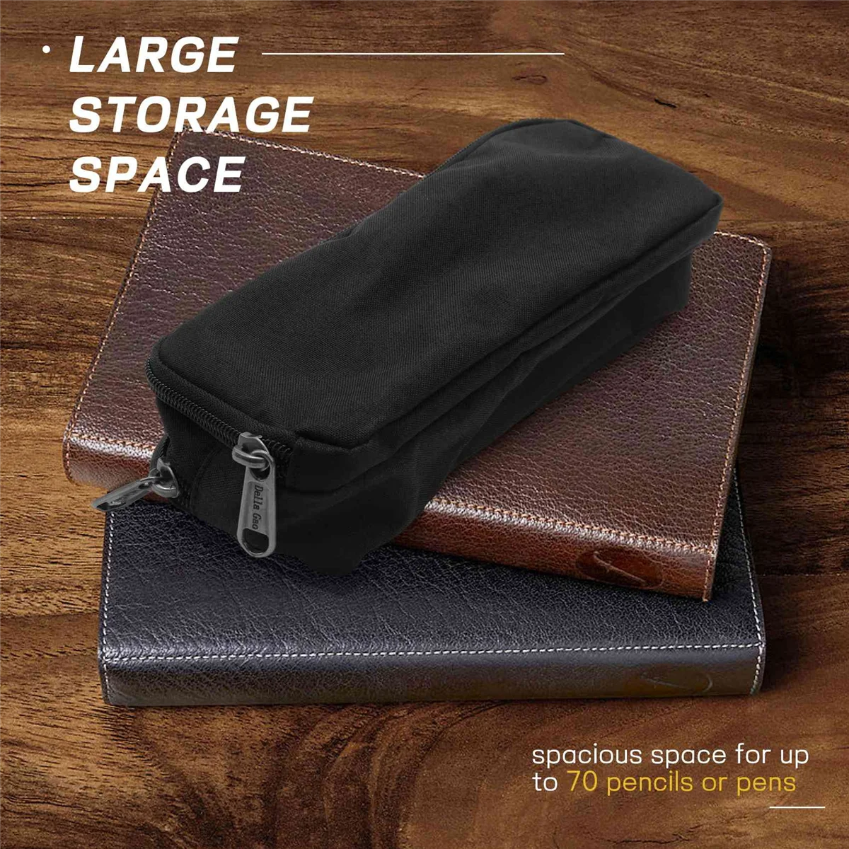 Estuche de lápices de gran capacidad, bolsa de almacenamiento Oxford, estuche para rotuladores, bolsa de papelería Simple, organizador de oficina escolar, negro