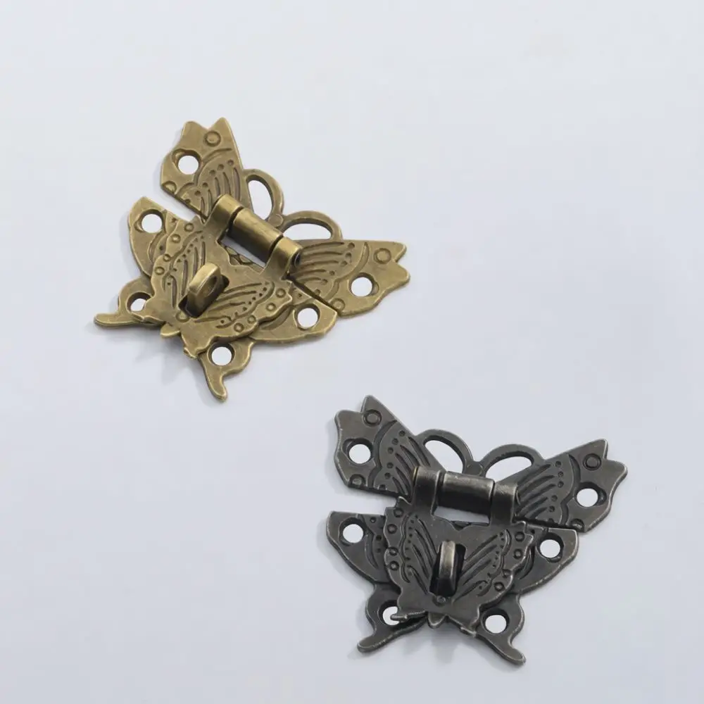 Decorative Butterfly Hasp Latch For Jewelry Box Antique Zinc Alloy Retro Wood Case Drawer Cabinet Style Hardware Accessory