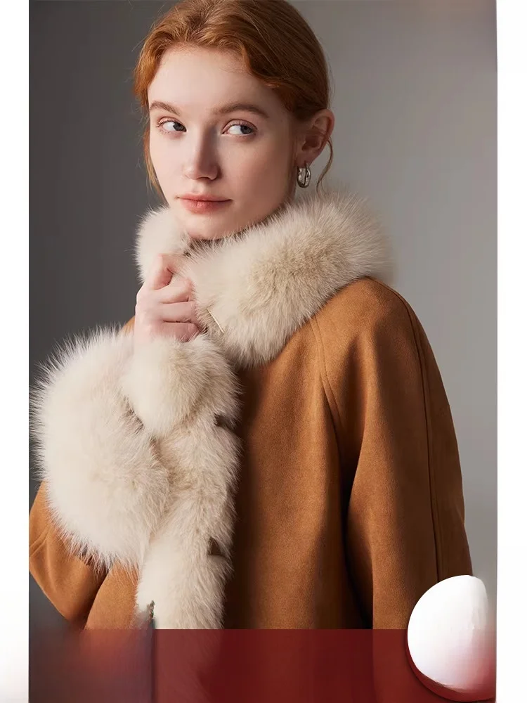 

Young Women's Fur Coat Winter Thiened Goose down Inner Faionable Commuter Sle Long Sve Regular Length