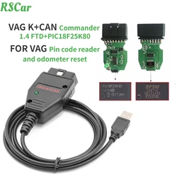 Herramientas de diagnóstico de coche VAG K CAN Commander 1,4 FTDI PIC18F25K80 K + CAN 1 4 OBD2, interfaz COM k-line, Cable para VW/AUDI