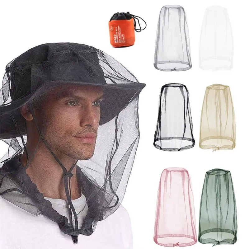 Outdoor Fishing Cap Mosquito Head Cover Mesh Net Face Protector Gardening Hat Bee Insect-proof Hat for Travel Hiking Camping Cap