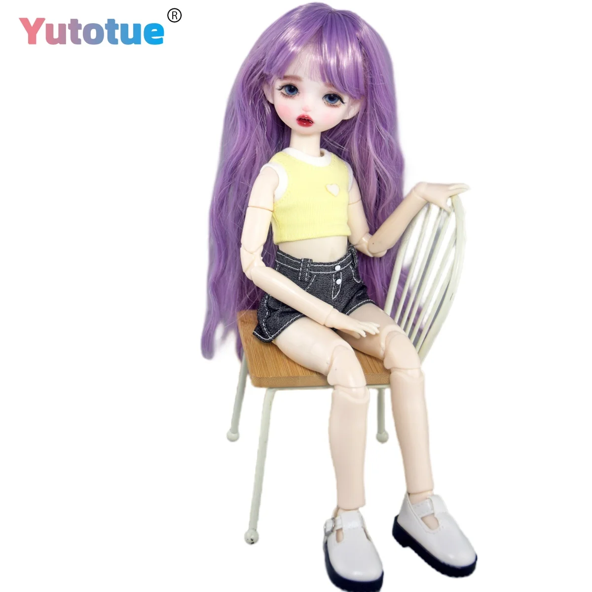 

YUTOTUE 30cm Height Girl Doll with Curly Hair Wig Vest Shorts Shoes Full Set Toy Kids Gift