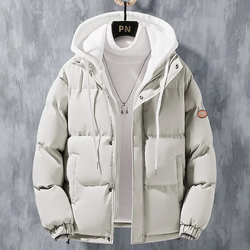 Winter Parkas Men Solid Color Padded Jacket Fashion Casual Hooded Parkas Male Padded Coats Winter Jacket Men