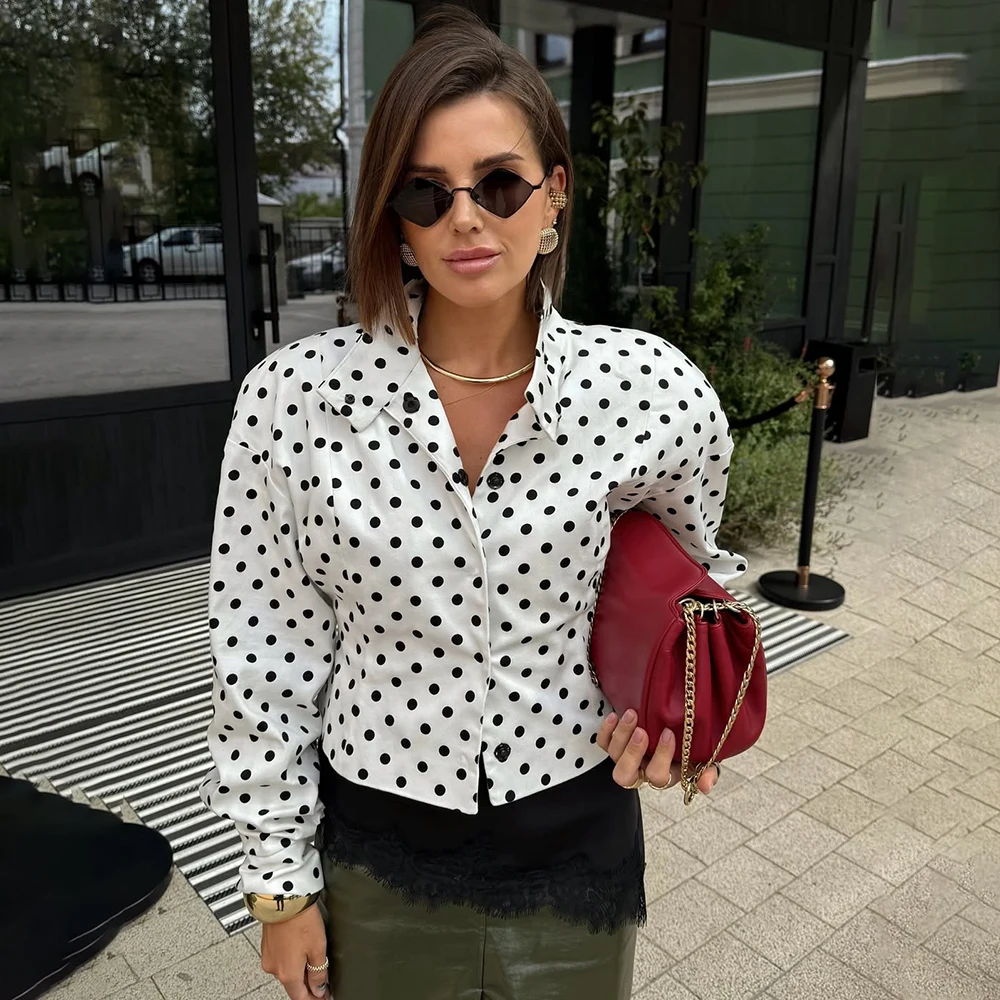 Tuularose レディース ショーツ 2 ピース ファッション ポルカドット コントラスト ジャケット トップ スリム ショーツ セット 高級 エレガント ヴィンテージ パーティー ショーツ セット