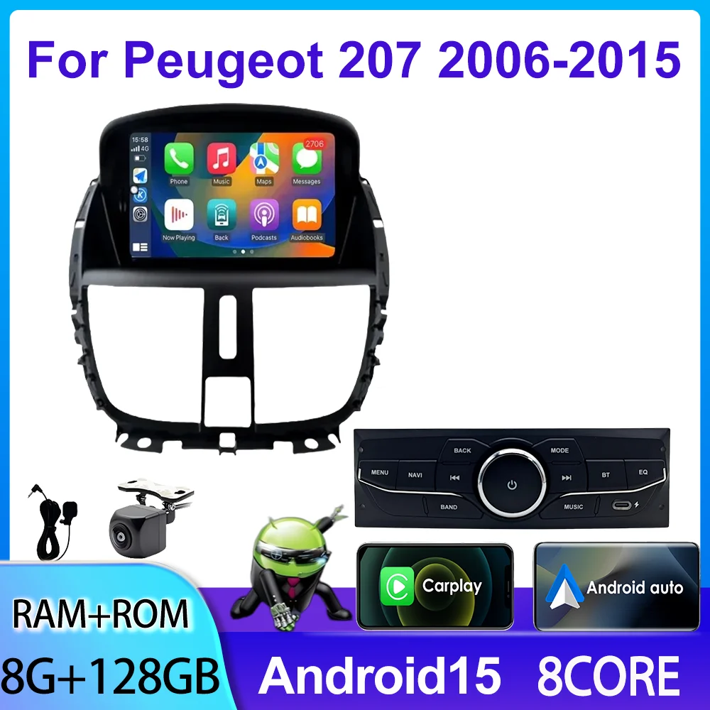 Carplay Android Auto für Peugeot 207 Multimedia-Autoradio-Player 7 Zoll mit USB und Bluetooth-Fahrzeug-Unterhaltungssystem