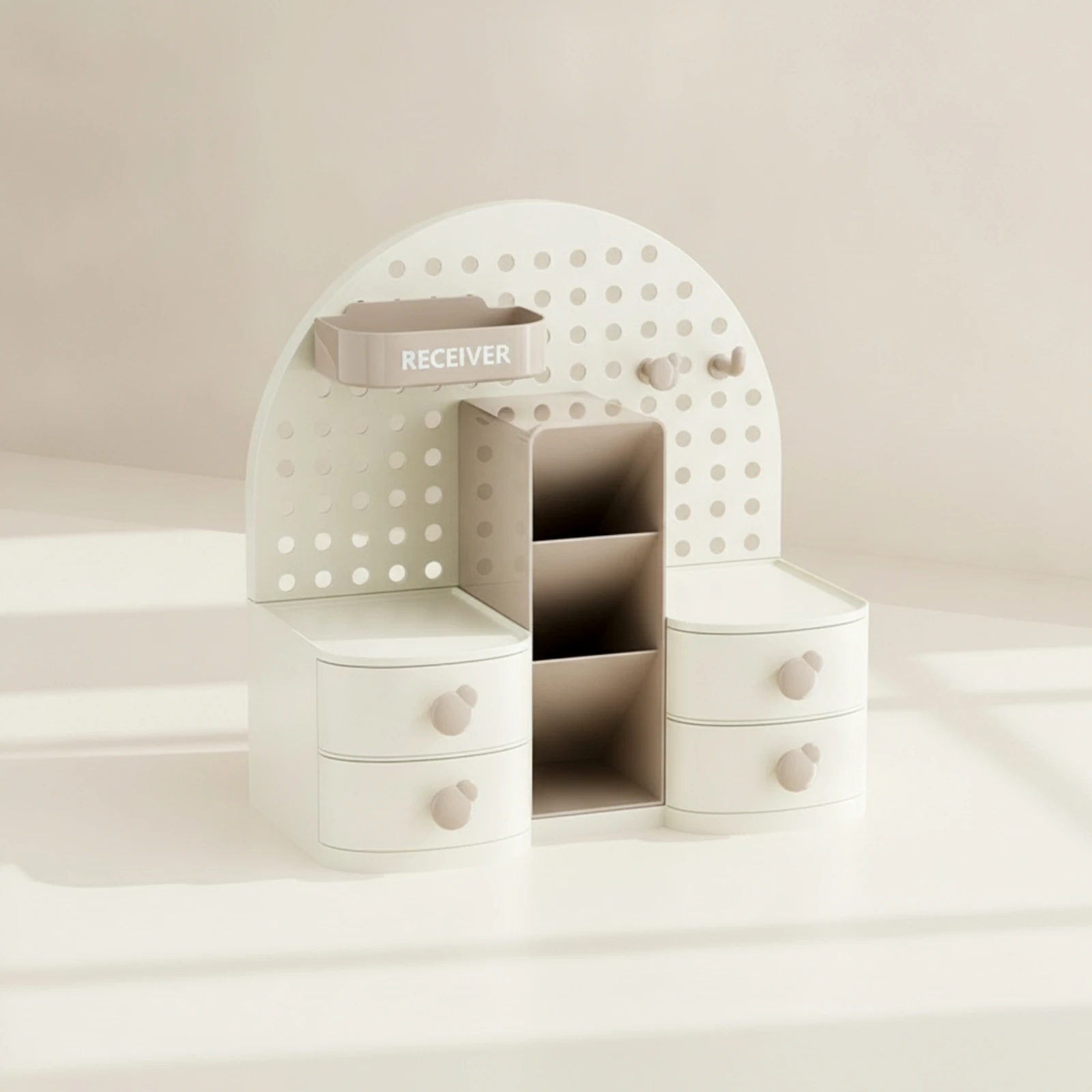 Desk Pegboard Storage Rack Space-Saving Desktop Organizer with Pegboard Office Storage Rack with Hooks Compact for Professionals