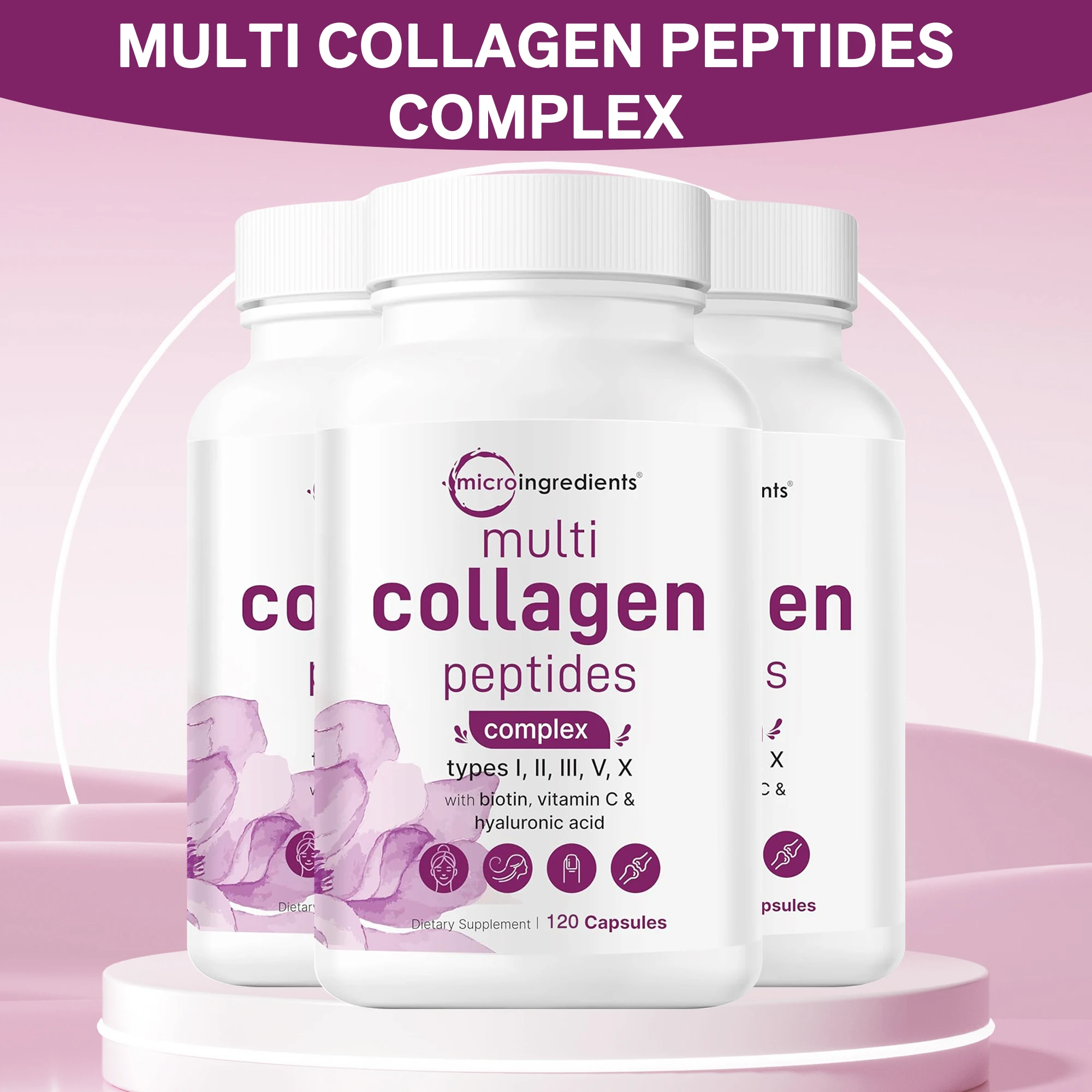 

Multi Collagen Supplement - Vitamin C Whitening Skin Care Anti-aging Biotin Type I II III VX Hydrolyzed Collagen Supplement